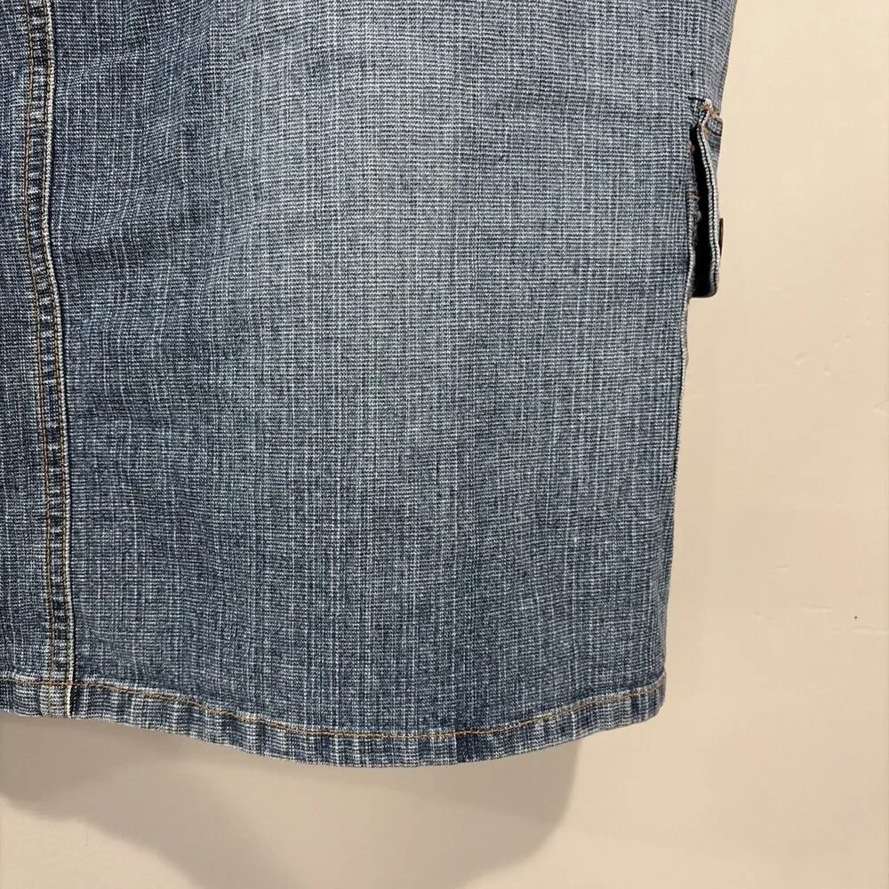 VTG Y2K Venezia Denim Cargo Skirt 22 Flaw Utility Pocket Medium Wash Jean Midi